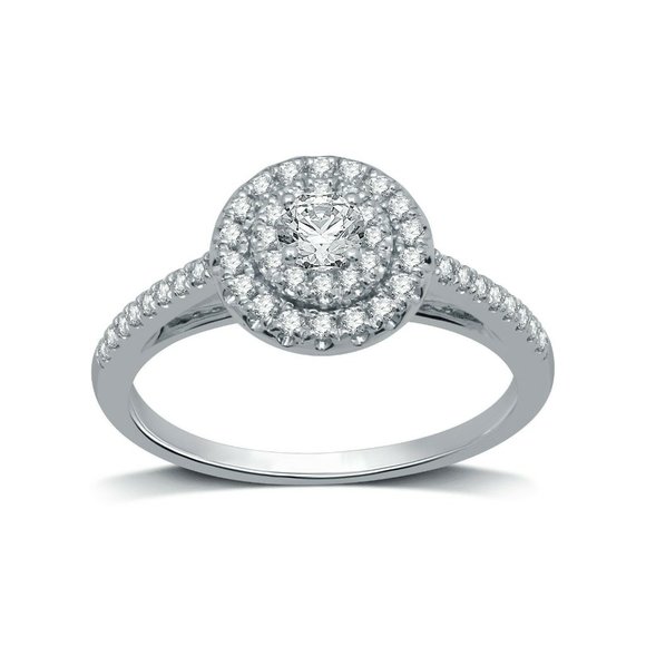 10k White Gold Engagement Ring 1/2 CTTW sz 7 - Picture 1 of 2